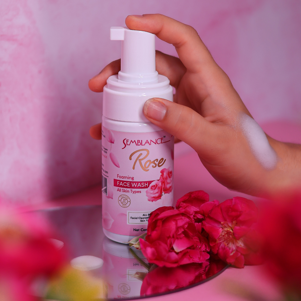 Skin Brightening Rose Foaming Face wash with Citratus leaf 100ml Pump bottle