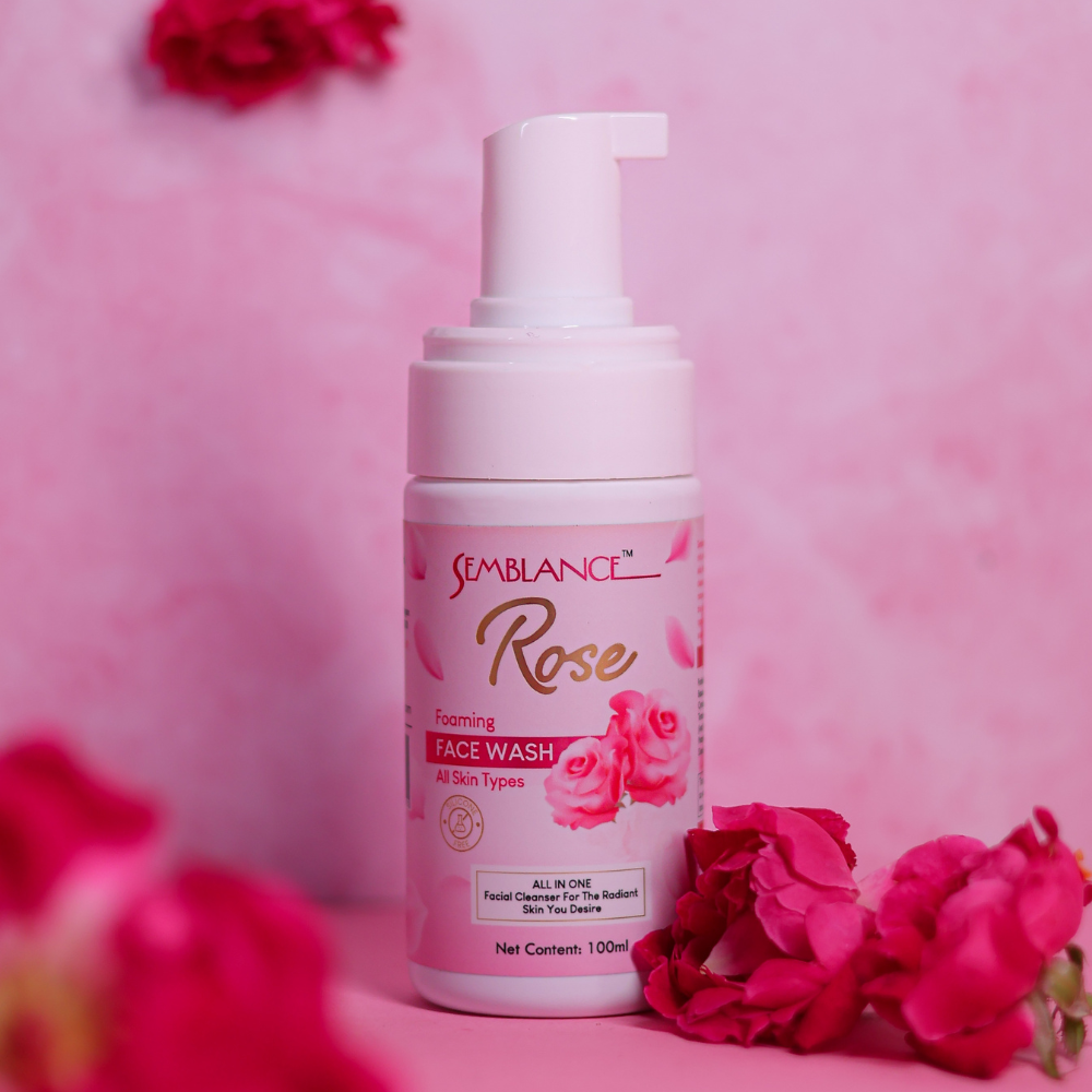 Skin Brightening Rose Foaming Face wash with Citratus leaf 100ml Pump bottle